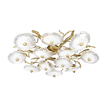 Потолочная люстра круглая ветвистыми бронзовыми элементами и стеклянными рифлеными дисками Textured Glass Chandelier варинант исполнения - 3 | Loft Concept в Ижевске