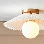 Потолочный светильник с белым плиссированным абажуром Headquarters варинант исполнения - 2 | Loft Concept в Ижевске