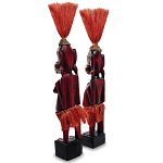 Комплект из 2-х деревянных статуэток Asmat Red Straw Headdress Statuettes Red Gold варинант исполнения - 2 | Loft Concept в Ижевске