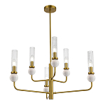 Люстра с 6-ю плафонами в форме стеклянных трубок и мраморных декоративных элементов Montreal варинант исполнения - 4 | Loft Concept в Ижевске