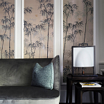 Обои ручная роспись Distant Bamboo Special Colourway on Lead Grey dyed silk варинант исполнения - 2 | Loft Concept в Ижевске