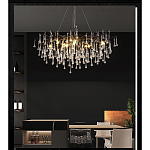 Люстра черная с прозрачными стеклянными подвесками в форме капель FAIRYTREE Light варинант исполнения - 5 | Loft Concept в Ижевске