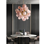Люстра розовые шары на золотом каркасе Pink Light Bubbles варинант исполнения - 3 | Loft Concept в Ижевске