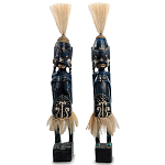 Комплект из 2-х деревянных статуэток Asmat Straw Headdress Statuettes Dark Blue варинант исполнения - 5 | Loft Concept в Ижевске