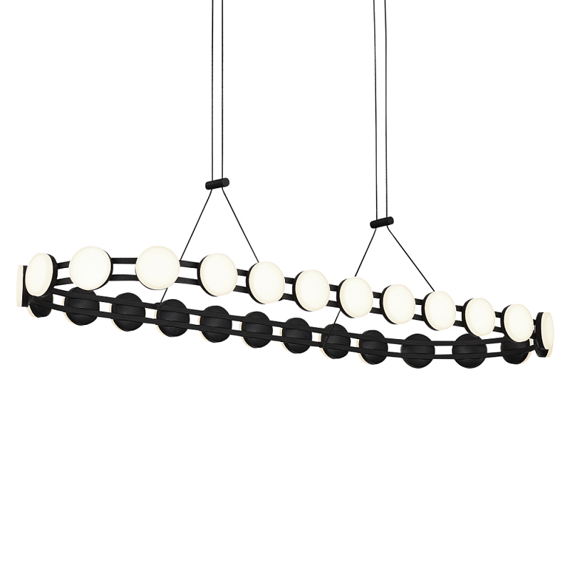 Люстра овальная с круглыми светодиодными источниками света Maxine Light Золотой Черный Белый в Ижевске | Loft Concept 