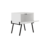 Прикроватная тумба белая с откидной резной дверцей на 4-х металлических ножках NAIVE NIGHTSTAND WHITE варинант исполнения - 1 | Loft Concept в Ижевске