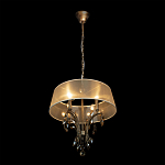 Люстра подвесная круглая с тканевым полупрозрачным абажуром и подвесками 4 лампы Gilded Elegance варинант исполнения - 3 | Loft Concept в Ижевске