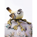 Шкатулка фиолетового цвета с рисунком бабочек и крышкой с фигуркой птицы на ветке Eden Garden варинант исполнения - 4 | Loft Concept в Ижевске