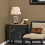 Настольная лампа с фарфоровым основанием нежно голубого цвета с золотистым цветочным рисунком и бежевым плиссированным абажуром Elstead Lighting варинант исполнения - 5 | Loft Concept в Ижевске