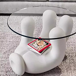 Дизайнерский журнальный стол с круглой прозрачной столешницей на белом фигурном основании Luqak варинант исполнения - 2 | Loft Concept в Ижевске