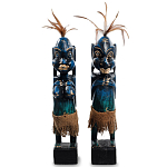 Комплект из 2-х деревянных статуэток Asmat Statuettes Dark Blue варинант исполнения - 1 | Loft Concept в Ижевске