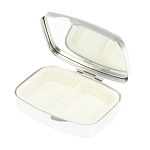 Таблетница карманная прямоугольная с 2-мя отделениями с зеркалом и накладкой из натурального камня Жадеит Silver Stone Pillboxes варинант исполнения - 3 | Loft Concept в Ижевске