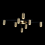 Потолочный светильник с 8-ю цилиндрическими плафонами цвета латунь TRIBES CHANDELIER варинант исполнения - 1 | Loft Concept в Ижевске