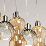 Люстра с 3-мя плафонами волнообразной формы цвета янтарь и 2-мя прозрачными шарообразными плафонами Lucid Rain  варинант исполнения - 8 | Loft Concept в Ижевске