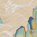 Обои ручная роспись Matsushima Waves Kano on Edo Straw India tea paper варинант исполнения - 2 | Loft Concept в Ижевске