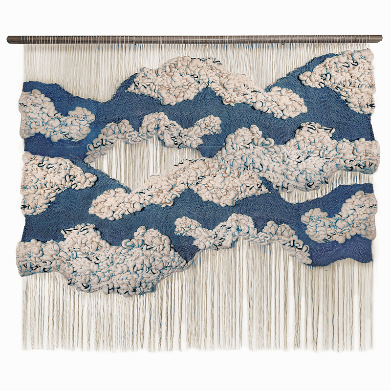 Большой дизайнерский Гобелен Misty Morning III Blue ivory ( слоновая кость ) Синий в Ижевске | Loft Concept 