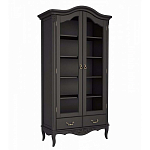 Шкаф книжный черный из массива бука со стеклянными дверцами и 5-ю полками Black Provence варинант исполнения - 1 | Loft Concept в Ижевске