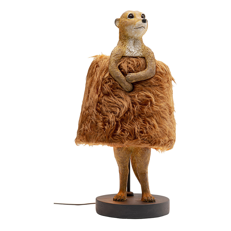 Настольная лампа Цурикат плафон из меха Бежевый Охра в Ижевске | Loft Concept 