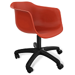 Стул пластиковый красного цвета на колесиках с подъемно-поворотным механизмом Eames Red варинант исполнения - 1 | Loft Concept в Ижевске