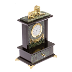 Часы настольные с декором в виде льва из натурального камня Нефрит Lion Stone Clock варинант исполнения - 2 | Loft Concept в Ижевске