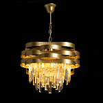 Люстра цвета матового золота с металлическими лентами и длинными прозрачными подвесками Gilded Waves варинант исполнения - 3 | Loft Concept в Ижевске