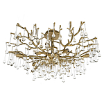 Потолочная люстра в виде ветвей деревьев золотого цвета с прозрачными подвесками-каплями Droplet Chandelier варинант исполнения - 3 | Loft Concept в Ижевске