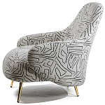 Кресло мягкое с принтом на золотистых ножках Onlooker варинант исполнения - 1 | Loft Concept в Ижевске