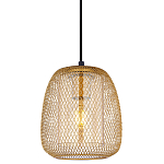 Подвесной светильник со стеклянным плафоном цилиндрической формы и металлической сеткой Metal Mesh Gold варинант исполнения - 1 | Loft Concept в Ижевске