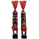 Комплект из 2-х деревянных статуэток Asmat Red Straw Headdress Statuettes Red Gold варинант исполнения - 1 | Loft Concept в Ижевске