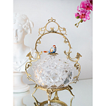 Конфетница с бронзовой ручкой и фарфоровой птичкой на крышке Eden Garden варинант исполнения - 4 | Loft Concept в Ижевске