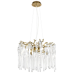 Люстра подвесная круглая в виде ветвей деревьев бронзового цвета с прозрачными подвесками-каплями Droplet Chandelier варинант исполнения - 3 | Loft Concept в Ижевске