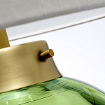 Настольная лампа с шарообразным прозрачным основанием из цветного переработанного стекла и белым цилиндрическим абажуром Elstead Lighting варинант исполнения - 2 | Loft Concept в Ижевске