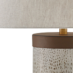 Настольная лампа с тканевым абажуром и основанием из кожи Leather Column варинант исполнения - 1 | Loft Concept в Ижевске