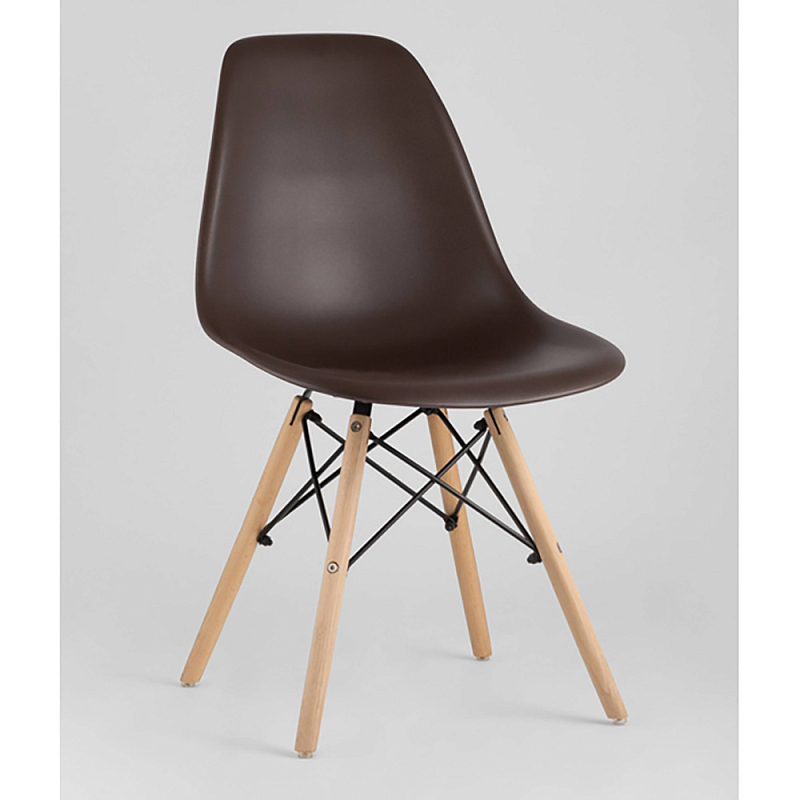 Пластиковый стул на ножках из массива бука Eames Brown Коричневый Древесина Пластиковый стул на ножках из массива бука Eames Brown Коричневый Древесина в Ижевске | Loft Concept
