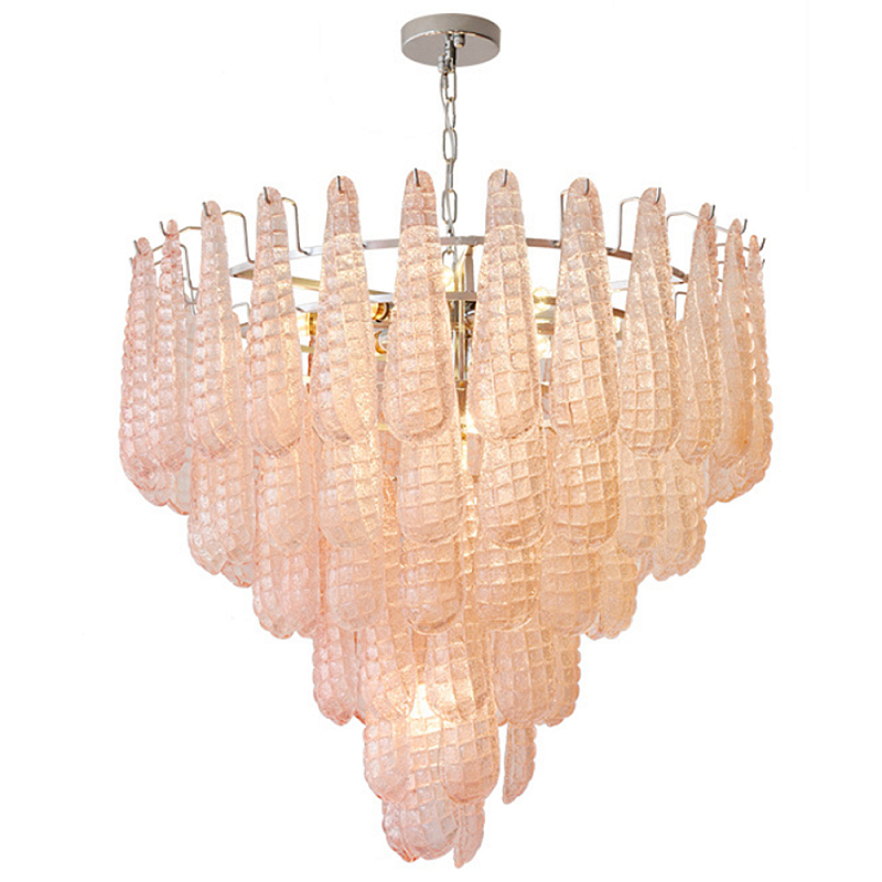 Современная Люстра Textured Glass Drops Chandelier Нежно розовые капли Розовый пастельный Золотой Современная Люстра Textured Glass Drops Chandelier Нежно розовые капли Розовый пастельный Золотой в Ижевске | Loft Concept