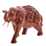 Статуэтка из дерева суар в виде слона в традиционном облачении Elephant in blanket варинант исполнения - 1 | Loft Concept в Ижевске