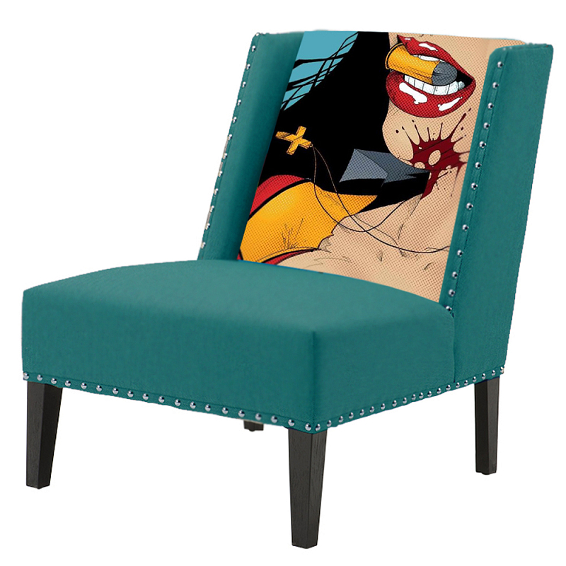 FUN Armchair "Super woman" Turquoise Дизайнерское кресло с цветным принтом Бирюзовый в Ижевске | Loft Concept 