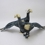 Статуэтка бронзовая пара Павлины синие Bronze Birds варинант исполнения - 1 | Loft Concept в Ижевске