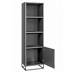 Стеллаж книжный цвета графит с 3-мя открытыми полками и дверкой Strict Lines варинант исполнения - 2 | Loft Concept в Ижевске