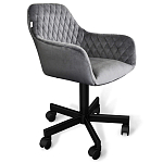 Стул с мягкой серой обивкой из велюра и подъемно-поворотным механизмом на черных колесиках Harper Gray варинант исполнения - 1 | Loft Concept в Ижевске