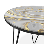 Стол журнальный c круглой столешницей из стекла серого цвета Gray and Gold Marble варинант исполнения - 3 | Loft Concept в Ижевске