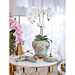 Блюдо из голубого фарфора с бронзовой ручкой в виде ветки Blue Garden варинант исполнения - 4 | Loft Concept в Ижевске