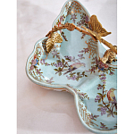 Блюдо из голубого фарфора с бронзовой ручкой в виде ветки Blue Garden варинант исполнения - 6 | Loft Concept в Ижевске