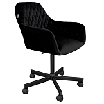 Стул с мягкой черной обивкой из велюра и подъемно-поворотным механизмом на колесиках Harper Black варинант исполнения - 1 | Loft Concept в Ижевске