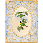 Декоративный постер с изображением птиц в раме с рельефным растительным узором Blooming Birds Poster варинант исполнения - 8 | Loft Concept в Ижевске