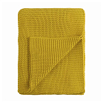 Плед из хлопка жемчужной вязки горчичного цвета Waffle Comfort варинант исполнения - 1 | Loft Concept в Ижевске