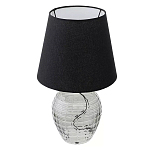 Настольная лампа с черным тканевым абажуром и фактурным прозрачным основанием Black Cone варинант исполнения - 1 | Loft Concept в Ижевске