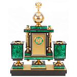 Настольный письменный набор из малахита и долерита с декором в виде герба России Leader Organizer варинант исполнения - 3 | Loft Concept в Ижевске