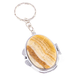 Зеркало брелок карманное двухстороннее из натурального камня Оникс Silver Stone Mirrors варинант исполнения - 1 | Loft Concept в Ижевске