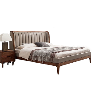 Кровать двуспальная с мягким изголовьем Moon Walnut Bed